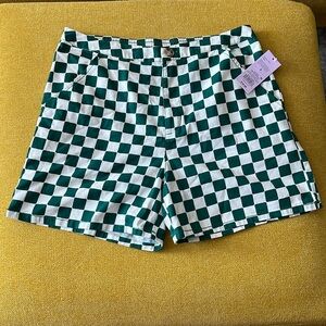 Emerald Green Checkered Shorts